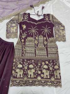 Superbe collection de créateurs en filet sergé avec broderie lourde et séquence de travail tenue de fête parfaite pour mariage et fête - Product Image 4