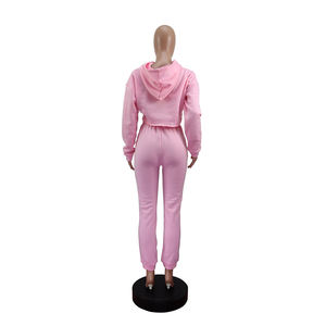 ชุดเสื้อฮู้ดกันหนาวสำหรับผู้หญิงชุดเสื้อครอปแบบมีฮู้ดสำหรับออกกำลังกายที่อบอุ่นและสบายมีฉลากตามสั่งและมีสไตล์ - Product Image 2