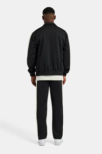 OEM Custom <b>Black</b> Contrast Panel <b>Jacket</b> & Jogger Embroidery New Design 100% Cotton <b>Men</b> Sweatsuits Zip Up Tracksuit Set For <b>Men</b> - Product Image 2