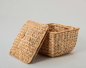 Panier de rangement rustique tissé en jacinthe d'eau écologique de haute qualité, couvercle, couleur personnalisée, multi-usages, maison, hôtel/restaurant - Product Image 3