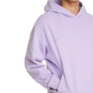 Sudadera con capucha extragrande de algodón grueso al por mayor, color lila morado, con hombros caídos, estilo urbano, con logotipo personalizado, sudadera con capucha lisa - Product Image 4