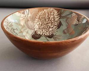 Creative <b>Enamel</b> Printing Wooden <b>Bowl</b> Easy to Use Travel Friendly Tabletop Decorative <b>Bowls</b> for Salad Soup Luxury Noodles <b>Bowl</b> - Product Image 4