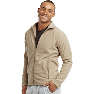 Servicio OEM invierno cremallera completa 100% tela de poliéster logotipo personalizado bordado cálido polar hombres chaqueta High Street Stand Front - Product Image 5