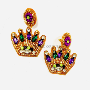 Pendientes indios de lujo con cuentas hechas a mano para mujer Colección especial Mardi Gras Make in India - Product Image 6