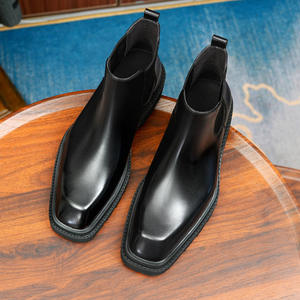 Botas Chelsea Retro de Cuero Vacuno con Amortiguación Suave para Hombres, Ideales para Eventos Temáticos Vintage y Uso en la Oficina - Product Image 3