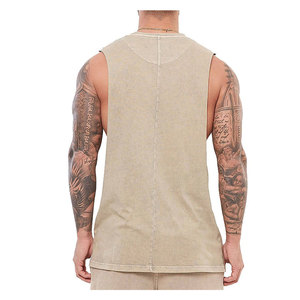 Chaleco de entrenamiento de alta intensidad para gimnasio, camiseta sin mangas con tirantes de algodón y poliéster con serigrafía y decoración de insignias - Product Image 3