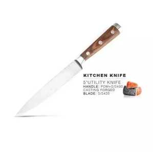 Wooden Handle Stainless Steel Chef <b>Knife</b> for Breakfast Preparation <b>Bread</b>/Cheese Cutting | Customizable Eco-Friendly Kitchen Tool - Product Image 2