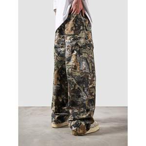 กางเกงคาร์โก้ผ้าฝ้ายแท้ 100% ลายพราง ทรงหลวม เอวสูง สำหรับฤดูร้อน ลุคดิสเทรส ซักฟอก ทรงตรง มีซิป ไซส์ XL ผ้าแคนวาสทอ - Product Image 3