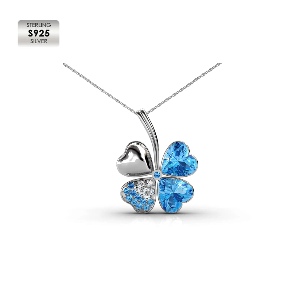 S925 With 18k White Gold Plated Luxury Necklace (Blue)