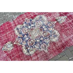 พรมวินเทจตุรกี ขนาด 3.9x7.8 ฟุต สีแดงล้วน - Product Image 5