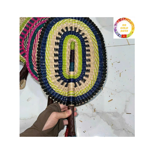 พัดลมหญ้าทะเลไม้ไผ่เป็นมิตรต่อสิ่งแวดล้อมพัดลมหวายทำมือใบปาล์มสำหรับงานปาร์ตี้ในสวนและของตกแต่งบ้าน - Product Image 4