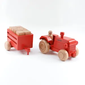 LOCCO Wooden Toy Car Engineering Vehicles Set toy Tractor-