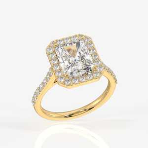 Radiant Cut Moissanite Diamond Halo Compromiso Anillo de plata esterlina - Product Image 4