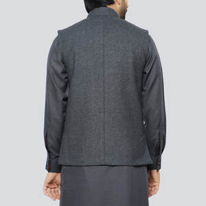 Color sólido Stand Collar sin mangas Hombres Cintura Abrigo y chaleco Nuevo estilo Diseño personalizado Hombres Cintura Abrigo para la venta - Product Image 2