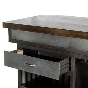 Comptoir de bar industriel en métal avec dessus en bois de manguier pour hôtel, salon, supermarché ou atelier - Product Image 5