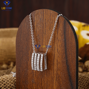 Colgante de diamante de corte brillante redondo TDW 0.352 con cadena de oro blanco certificado/no certificado Diamante Cvd Joyería de diamantes - Product Image 4