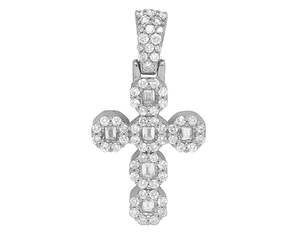 VVS Clarity Baguette Round Diamond Hip Hop Iced Out Men Women Christian Jesus Sterling <b>Silver</b> <b>Cross</b> <b>Pendant</b> - Product Image 5