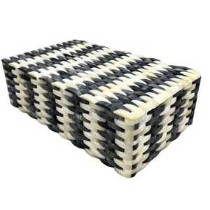 กล่องเก็บไม้สี่เหลี่ยมสีดำและสีขาวทำด้วยมือพร้อมสลักกระดูกของตกแต่งบ้านขนาดเล็กกล่องของขวัญเครื่องประดับสำหรับผู้หญิง - Product Image 1