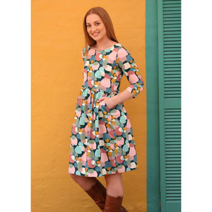 Avery 100% Cotton Bohemian <b>Dress</b> Geometric Dot Sweet Spot Print Simple Design <b>Knee</b>-<b>Length</b> Washable for <b>Summer</b> Spring and Autumn - Product Image 3
