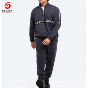 Ensemble survêtement homme personnalisé pour l'hiver, en molleton de coton de haute qualité, léger, respirant, avec fermeture éclair, tenue décontractée, impression de logo personnalisé - Product Image 1