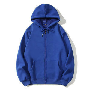 Sudadera con capucha de gran tamaño para hombre de alta calidad, sudadera de algodón grueso a la moda con cremallera, logotipo sólido en la parte delantera, largo para invierno - Product Image 1