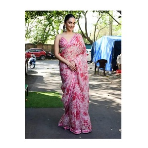 Proveedor indio de Bollywood Georgette suave con Sari de trabajo de bordado múltiple pesado con blusa de lujo Suministro mundial de <span class=keywords><strong>India</strong></span> - Product Image 1