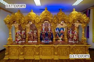 Mandir de madera tradicional para el hogar con diseño de cúpula Templo de hogar Premium con Templo de madera tallado en pavo real para hogares tradicionales - Product Image 6