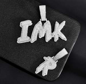 Colgante de Letra IMK Completamente Engastado, Plata 925 Chapada en Oro, Joyería Hip Hop Personalizada para Hombre, Estilo VVS con Diamantes, Regalo de Cumpleaños - Product Image 2