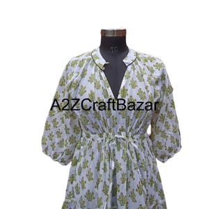 Robe mi-longue en coton Himanshi style vintage à motifs floraux, en tissu respirant et écologique, décontractée pour l'été, à taille naturelle, pour le quotidien - Product Image 3