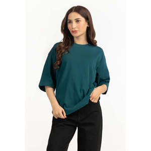 เสื้อยืดไหมพรมโอเวอร์ไซส์สำหรับผู้หญิง WM-KTP-SS26-03-A ผ้าฝ้ายระบายอากาศ น้ำหนักเบา สวมใส่สบาย รับผลิตแบบ OEM ODM เสื้อผ้าฤดูร้อนรักษ์โลก - Product Image 3
