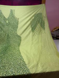 Tissu de broderie en cristal vert de luxe, orné de perles à la main, pour robes de soirée - Product Image 4