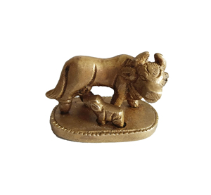 วัวนานดิทองเหลืองขนาด2นิ้วทำด้วยมือพร้อมรูปน่องลายนูนเป็นมิตรต่อสิ่งแวดล้อมรูปปั้นนำโชคสำหรับบ้านและสำนักงาน - Product Image 1