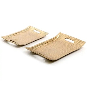 High Quality Gold Colored Metal <b>Snack</b> Serving <b>Tray</b> Handmade Kitchenware Dining Table Food and Drinks Serving <b>Trays</b> - Product Image 6