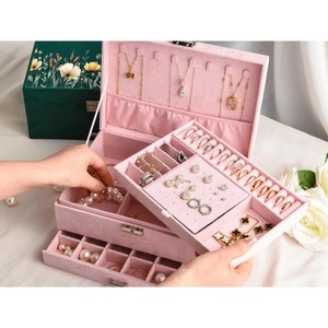 Contemporary Pink Modern Jewellery Box Stylish Storage Stand Decorative Organizer for Home Office <b>Bedroom</b> Vanity Use - Product Image 1