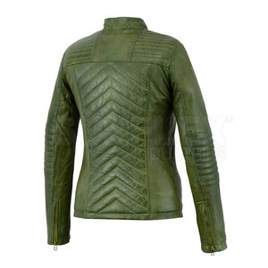 Chaqueta de cuero Nappa lista para el Invierno para mujer, personalizable, cómoda, transpirable, con cuello levantado, patrón sólido, teñido liso - Product Image 5