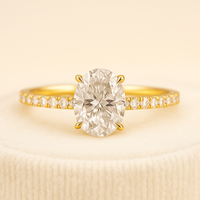 Bague de fiançailles solitaire personnalisable en or 14 carats avec diamant ovale de 1 carat CVD cultivé en laboratoire, couleur E, clarté VVS2, certifié IGI