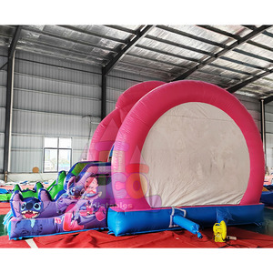 Castillo inflable comercial rosa con tobogán, combo premium de PVC, casa de brinco portátil para niños, ideal para cumpleaños - Product Image 3