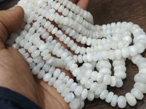 Piedra de luna de arcoíris blanca natural Rondelle Plain Smooth 6 12mm Cuentas graduadas Marca EMINENT JEWEL de alta calidad vendida por hebra 8 - Product Image 2