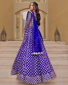 Designer bleu royal Lehenga Choli pour mariage fête indienne porter Lehengas Choli avec ensemble dupatta - Product Image 2