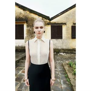 Women's Eunice Lace Top - Top With Collar And <b>Beaded</b> Cord Decoration Relief Minimalist Style <b>Set</b> High-Quality - Product Image 2