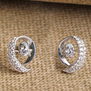 Pendientes de Plata de Ley 925 de Primera Calidad para Mujeres y Niñas, con Oro de 14K y Zafiro, Corte Princesa, Diamantes, Forma de Gota de Agua y Luna - Product Image 2