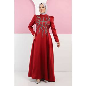 ElbiseStone Casual A-Line Gown <b>Dress</b> <b>Romantic</b> Silhouette XL Size Natural Waistline Regular Sleeves 100% Polyester - Product Image 4