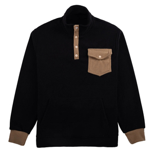 Jersey personalizado de medio botón para hombre, chaqueta de lana de poliéster, cuello levantado de alta calidad, botón a presión, bloque de Color, logotipo frontal - Product Image 3