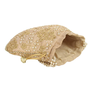 Bolso de Mano con Asa de Perlas Bordadas, Bolso de Mujer, Bolso Potli con Cordón para Boda, Bolsos de Boda, Bolso Potli Étnico Indio, Bolso Potli de Diseñador - Product Image 4