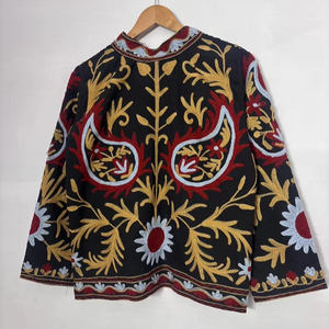 Handmade Suzani <b>Kantha</b> Cotton <b>Jacket</b> Embroidered Bohemian Coat Handmade Coat Floral Embroidered Velvet <b>Jacket</b> - Product Image 1