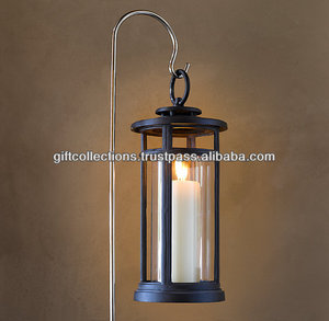Top Quality Classic Outdoor Glass Floor Lantern <b>Garden</b> Decoration Model Candle Holder <b>Ornaments</b> Iron Wind Lanterns - Product Image 2