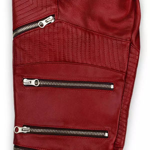 Pantalon en cuir droit pour homme rouge - Taille mi-haute - Haute qualité - Léger - Écologique - Imperméable - Style streetwear - Fabrication en usine - Vente en gros - Product Image 6