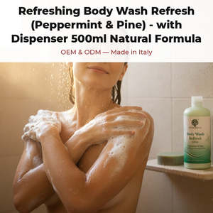 Gel de Ducha Refrescante de Menta y Pino 500ml con Aroma a Rosas, Fórmula Natural, OEM, Marca Privada, Italia, RedMoringa - Product Image 2