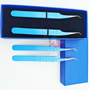 Mango de agarre de corazón, pinzas de extensión de pestañas de acero inoxidable azul cielo de 45 grados para un agarre perfecto de pestañas clásicas y de volumen - Product Image 6