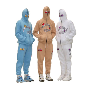 Ensembles empilés avec logo imprimé bouffant Survêtements pour hommes Ensembles de pantalons évasés 2 pièces Logo personnalisé Ensemble 2 Poissons pour hommes - Product Image 6